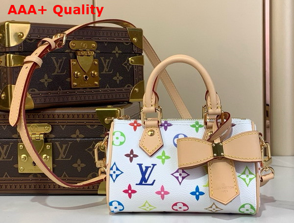 LV x TM Nano Speedy in Muticolore Blanc Monogram Coated Canvas M13391 Replica