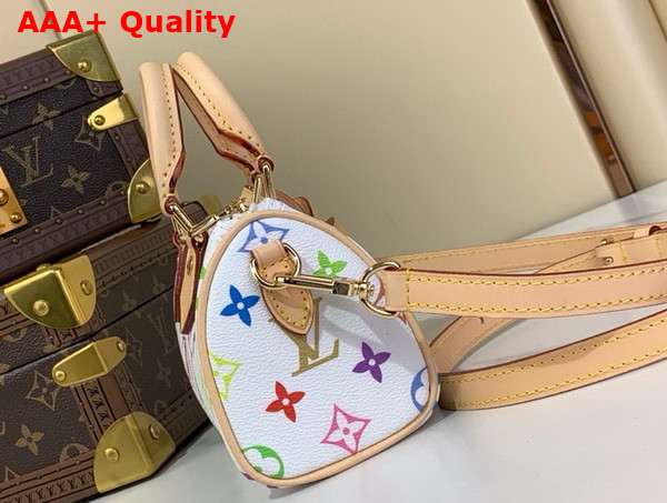 LV x TM Nano Speedy in Muticolore Blanc Monogram Coated Canvas M13391 Replica