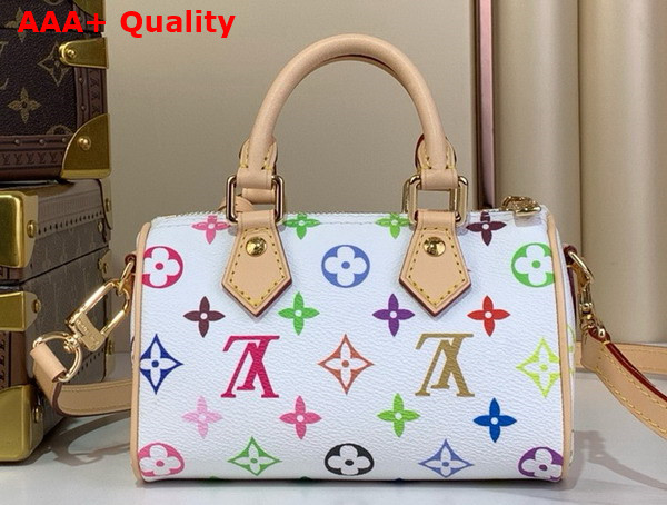 LV x TM Nano Speedy in Muticolore Blanc Monogram Coated Canvas M13391 Replica