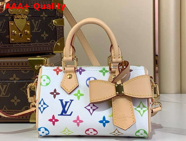 LV x TM Nano Speedy in Muticolore Blanc Monogram Coated Canvas M13391 Replica