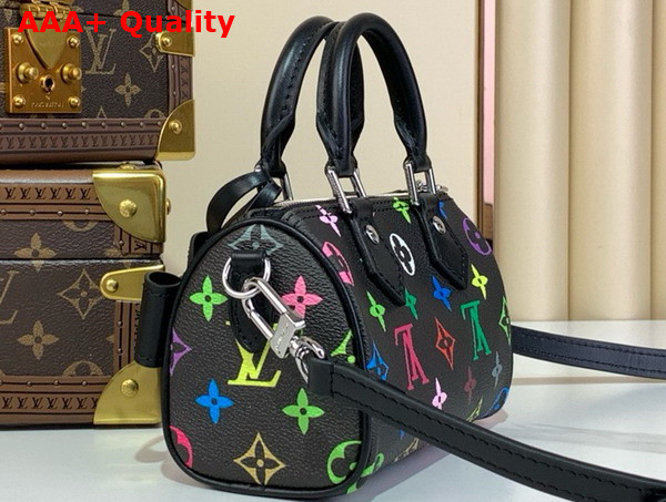 LV x TM Nano Speedy in Muticolore Noir Monogram Coated Canvas M13406 Replica