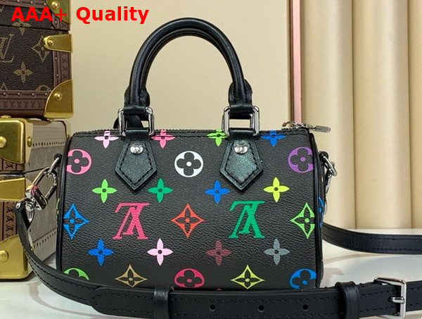 LV x TM Nano Speedy in Muticolore Noir Monogram Coated Canvas M13406 Replica