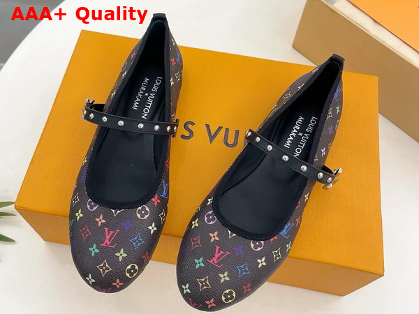 LV x TM Romy Flat Ballerina Pump in Black Multicolored Monogram Coated Canvas 1AGVC8 Replica