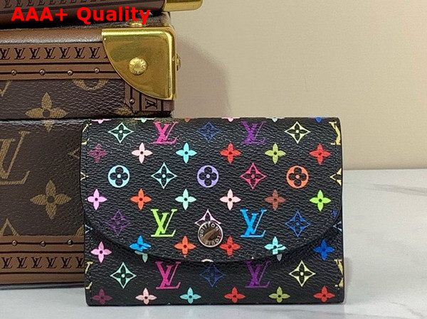 LV x TM Rosalie Coin Purse in Black Multicolored Monogram Coated Canvas Replica