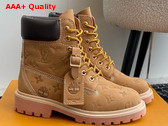 LV x Timberland 6in Ankle Boot in Beige Monogram Embossed Waterproof Nubuck Calf Leather 1AD72T Replica