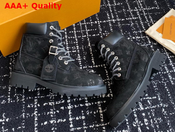 LV x Timberland 6in Ankle Boot in Black Monogram Embossed Waterproof Nubuck Calf Leather 1AD73D Replica