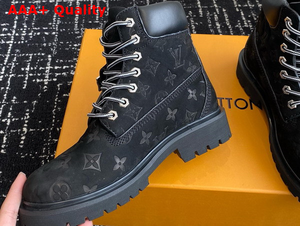 LV x Timberland 6in Ankle Boot in Black Monogram Embossed Waterproof Nubuck Calf Leather 1AD73D Replica