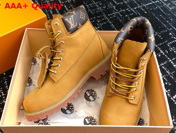 LV x Timberland Ankle Boot in Beige Grained Nubuck Calf Leather 1AD74X Replica