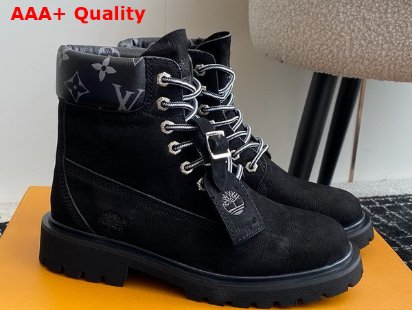 LV x Timberland Ankle Boot in Black Grained Nubuck Calf Leather for Women 1AD75B Replica