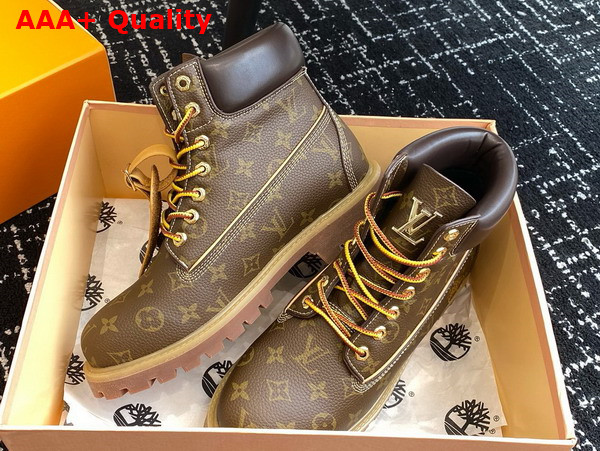 LV x Timberland Ankle Boot in Brown Monogram Leather Replica