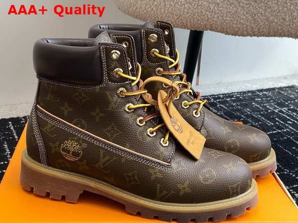 LV x Timberland Ankle Boot in Brown Monogram Leather Replica