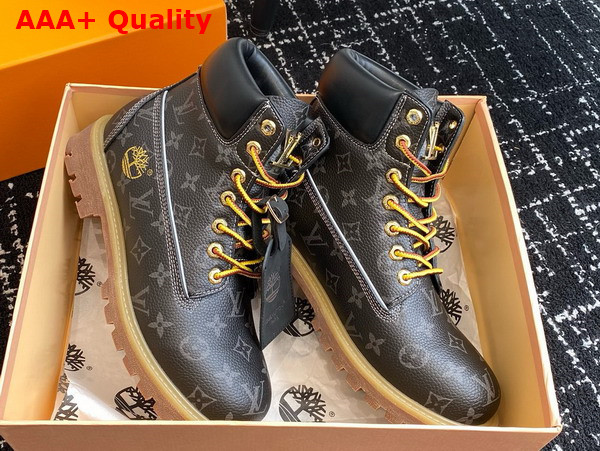 LV x Timberland Ankle Boot in Grey Monogram Leather Replica