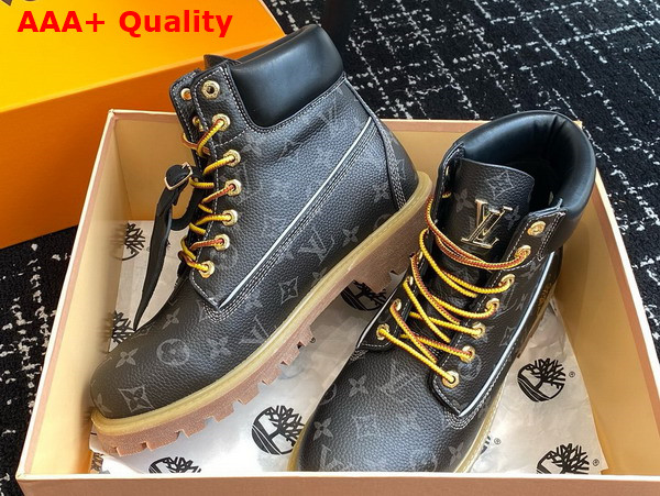 LV x Timberland Ankle Boot in Grey Monogram Leather Replica