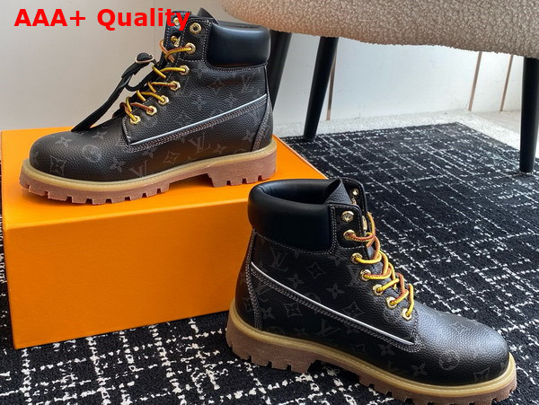 LV x Timberland Ankle Boot in Grey Monogram Leather Replica