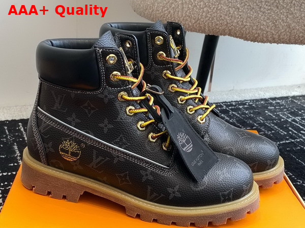 LV x Timberland Ankle Boot in Grey Monogram Leather Replica