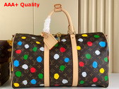 LV x YK Bandouliere Keepall 45 Monogram Coated Canvas with 3D Painted Dots Print M46377 Replica