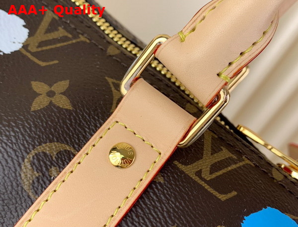 LV x YK Bandouliere Keepall 45 Monogram Coated Canvas with 3D Painted Dots Print M46377 Replica