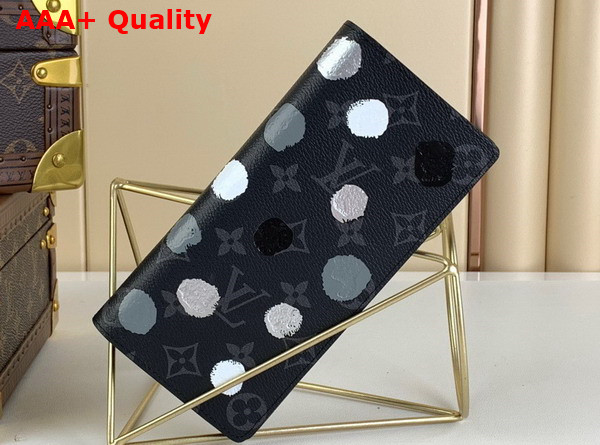 LV x YK Brazza Wallet Black and Silver Monogram Eclipse Coated Canvas with 3D Painted Dots Print M81932 Replica