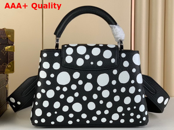 LV x YK Capucines BB Black and White Taurillon Bull Calf Leather with Infinity Dots Print M21691 Replica