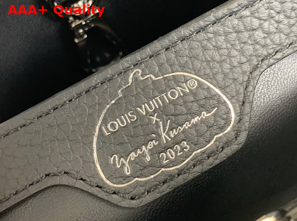 LV x YK Capucines BB Black and White Taurillon Bull Calf Leather with Infinity Dots Print M21691 Replica