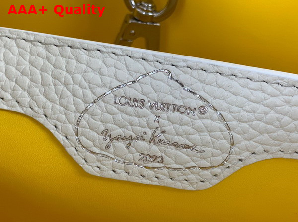 LV x YK Capucines BB White Taurillon Bull Calf Leather with 3D Painted Dots Print M21637 Replica