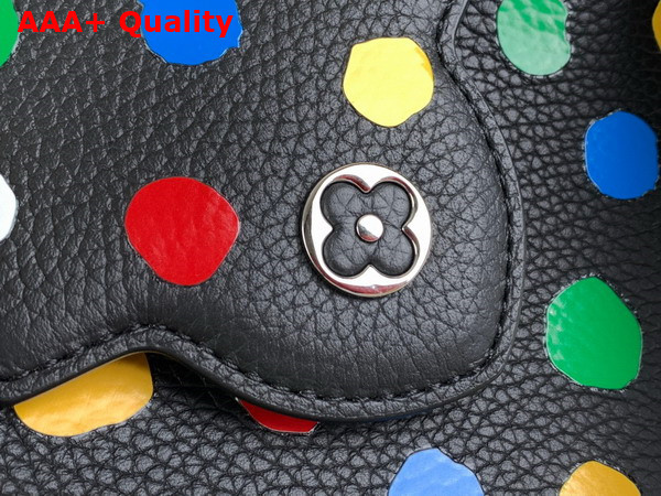 LV x YK Capucines Mini Handbag Black Taurillon Bull Calf Leather with 3D Painted Dots Print Replica