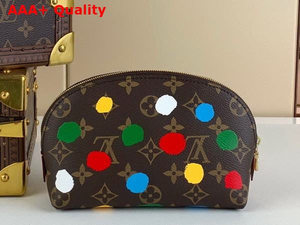 LV x YK Cosmetic Pouch Monogram Coated Canvas with 3D Painted Dots Print M81895 Replica