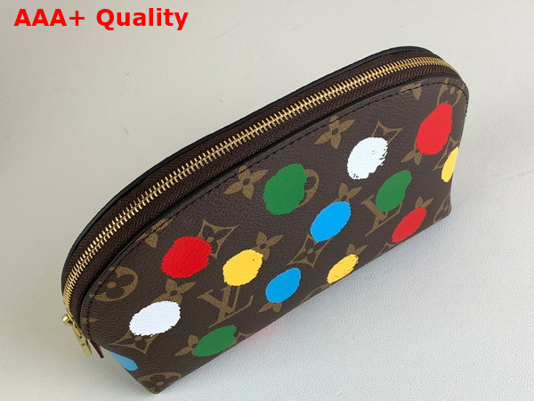 LV x YK Cosmetic Pouch Monogram Coated Canvas with 3D Painted Dots Print M81895 Replica