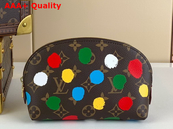 LV x YK Cosmetic Pouch Monogram Coated Canvas with 3D Painted Dots Print M81895 Replica