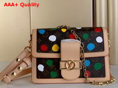 LV x YK Dauphine MM Monogram Coated Canvas with 3D Painted Dots Print M46432 Replica