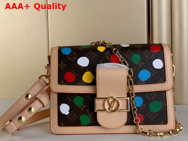 LV x YK Dauphine MM Monogram Coated Canvas with 3D Painted Dots Print M46432 Replica