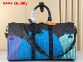 LV x YK Keepall 45 Monogram Eclipse Reverse Coated Canvas with Colorful Pumpkin Print M46441 Replica