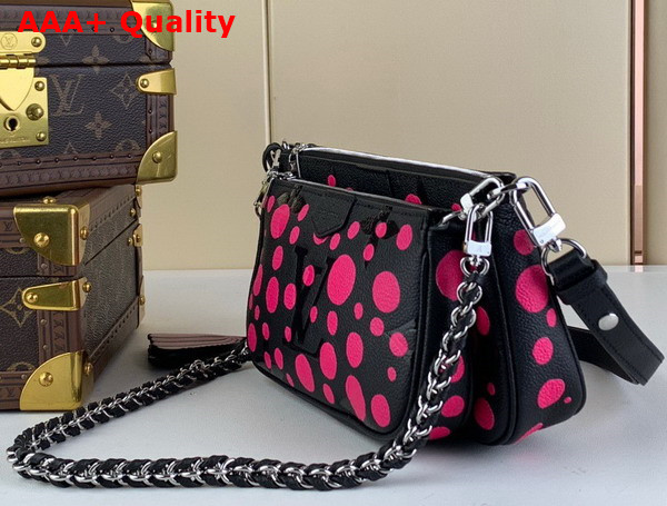 LV x YK Multi Pochette Accessoires Black and Fuchsia Monogram Empreinte Cowhide Leather with Infinity Dots Print M46421 Replica