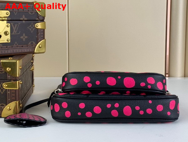 LV x YK Multi Pochette Accessoires Black and Fuchsia Monogram Empreinte Cowhide Leather with Infinity Dots Print M46421 Replica