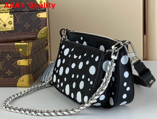 LV x YK Multi Pochette Accessoires Black and White Monogram Empreinte Cowhide Leather with Infinity Dots Print M46410 Replica