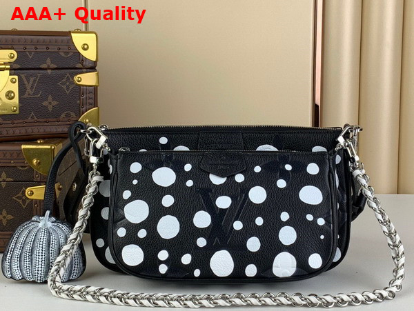 LV x YK Multi Pochette Accessoires Black and White Monogram Empreinte Cowhide Leather with Infinity Dots Print M46410 Replica