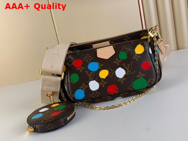 LV x YK Multi Pochette Accessoires Monogram Coated Canvas with 3D Painted Dots Print M46385 Replica