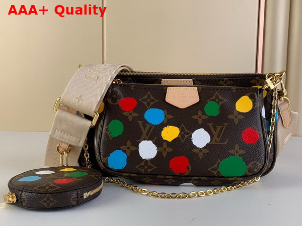 LV x YK Multi Pochette Accessoires Monogram Coated Canvas with 3D Painted Dots Print M46385 Replica