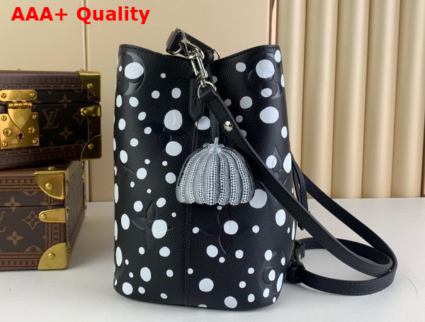 LV x YK Neonoe MM Bucket Bag Black and White Embossed Grained Monogram Empreinte Cowhide Leather with Infinity Dots Print M21753 Replica