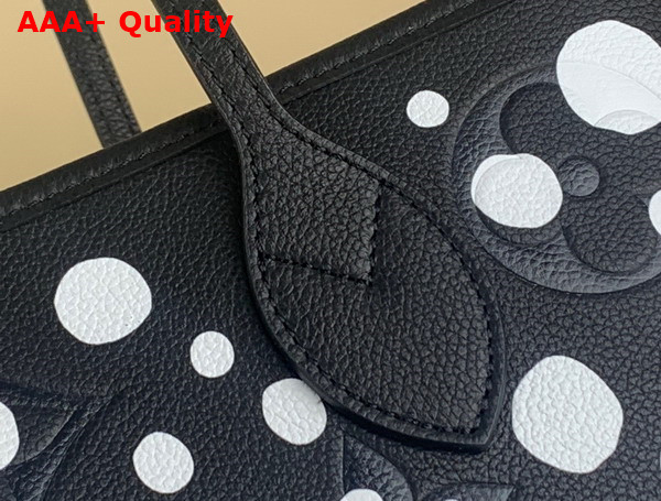 LV x YK Neverfull MM Black and White Embossed Grained Monogram Empreinte Cowhide Leather with Infinity Dots Print M46390 Replica