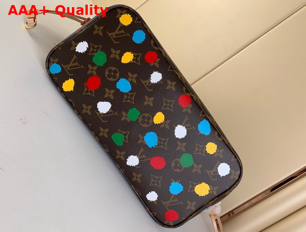 LV x YK Neverfull MM Monogram Coated Canvas with 3D Painted Dots Print M46381 Replica