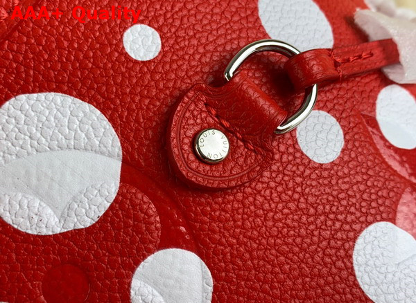 LV x YK Neverfull MM Monogram Empreinte Cowhide Leather with Infinity Dots Print Red and White M46422 Replica