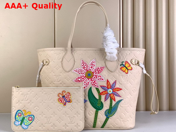 LV x YK Neverfull MM Quartz Embossed Grained Monogram Empreinte Cowhide Leather with Flower Marquetry M21733 Replica