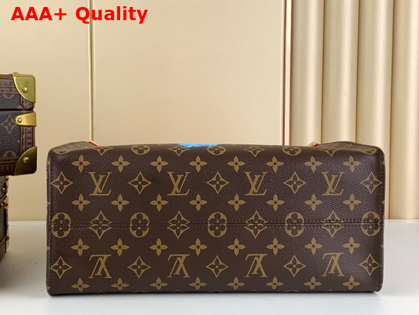 LV x YK Onthego MM Monogram Coated Canvas with Faces Print and Embroidery M46429 Replica