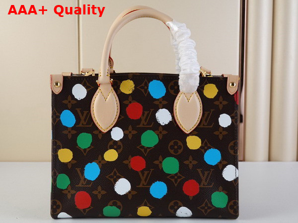 LV x YK Onthego PM Monogram Coated Canvas with 3D Painted Dots Print M46380 Replica