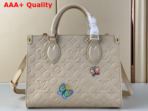 LV x YK Onthego PM Quartz Embossed Grained Monogram Empreinte Cowhide Leather with Flower Marquetry M21732 Replica