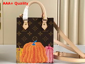 LV x YK Petit Sac Plat Monogram Coated Canvas with Pumpkin Print M82112 Replica