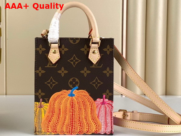 LV x YK Petit Sac Plat Monogram Coated Canvas with Pumpkin Print M82112 Replica