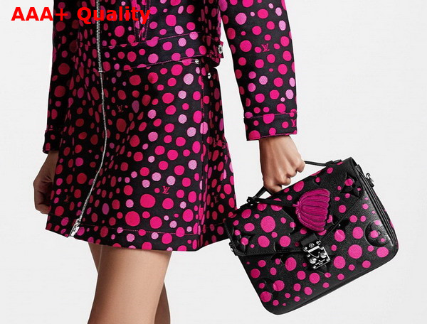 LV x YK Pochette Metis Black and Fuchsia Monogram Empreinte Cowhide Leather with Infinity Dots Print M46420 Replica