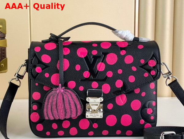 LV x YK Pochette Metis Black and Fuchsia Monogram Empreinte Cowhide Leather with Infinity Dots Print M46420 Replica